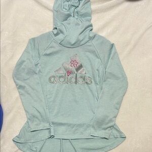 Adidas Pastel Blue Hoodie with Silver Logo